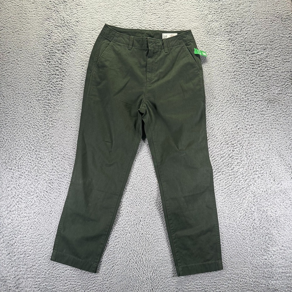 Gap Pant Womens 8 Green Cotton Khakis Straight Stretch Workwear Utility‎ Travel